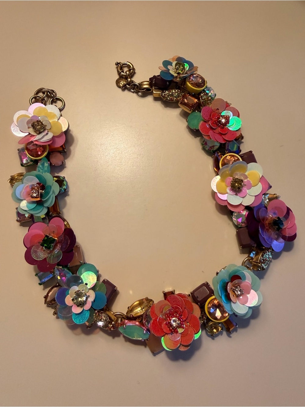 J. Crew Multicolor Sequin Floral Statement Necklace